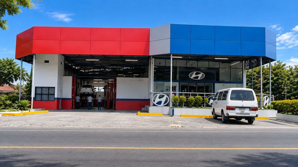 Fachada del taller en La Ceiba