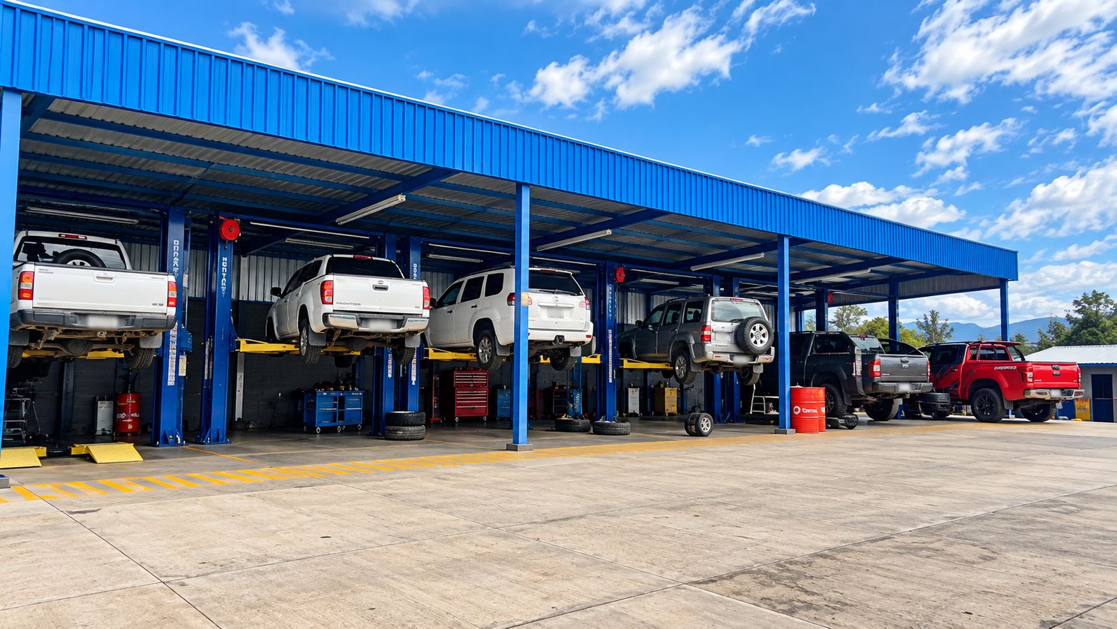 Nave de elevadores con pickups en servicio
